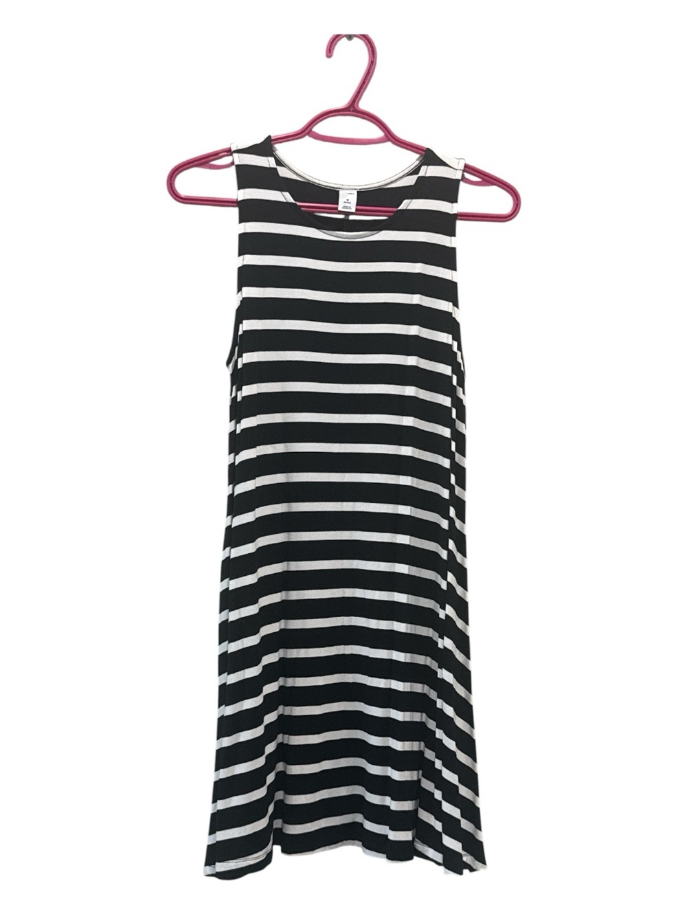 Old Navy Black & White Striped Swing Dress | Medium Petite - Picture 4 of 5